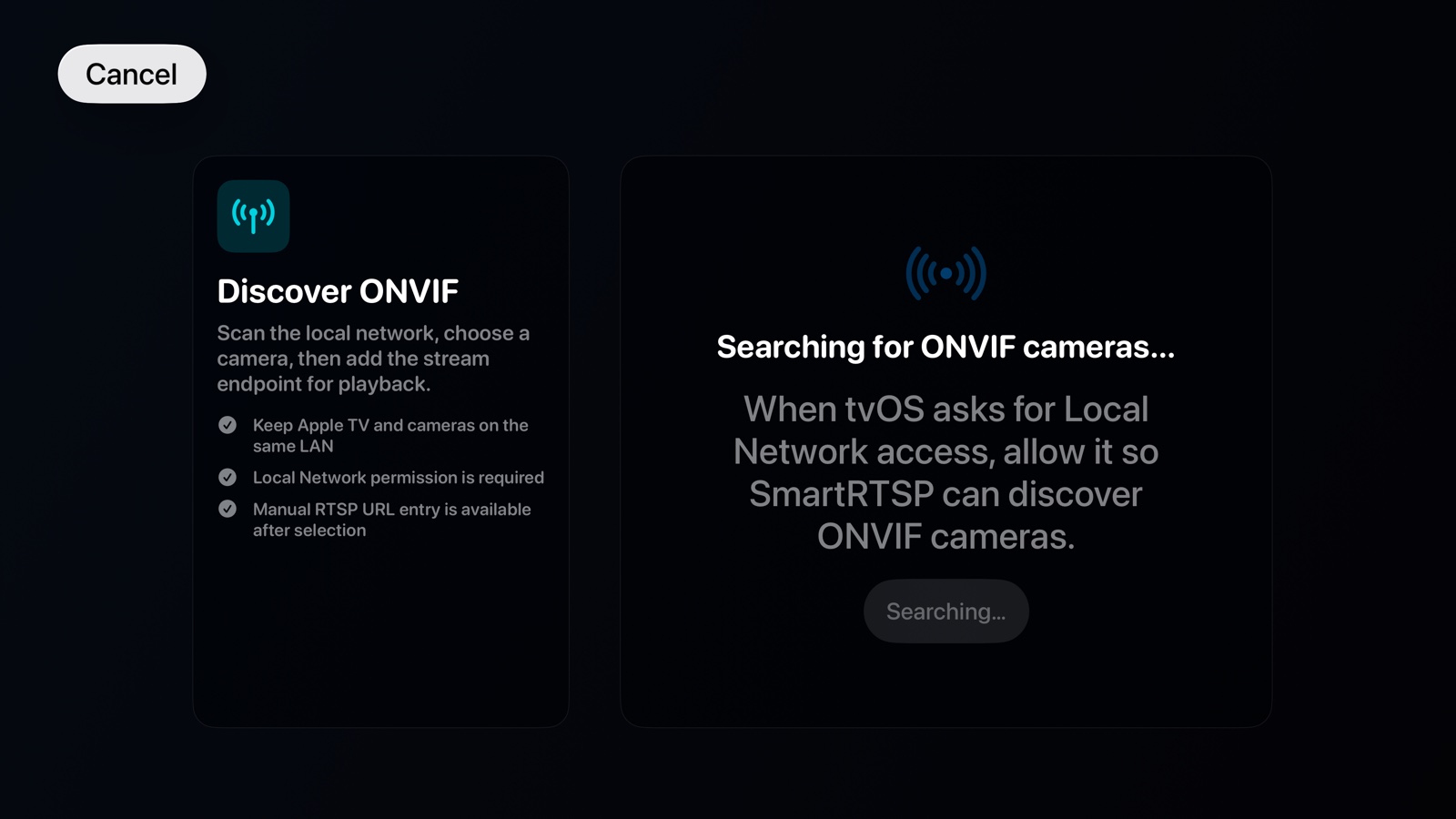 OmniNVR interface on Apple TV