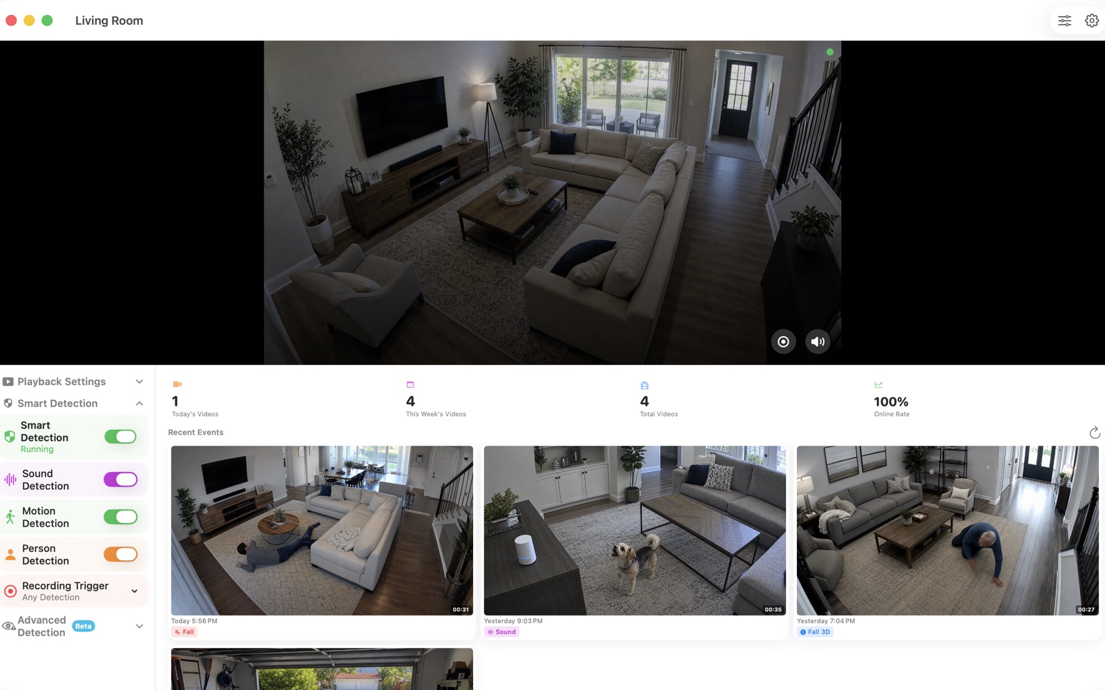 macOS camera interface used to compare Frigate workflows