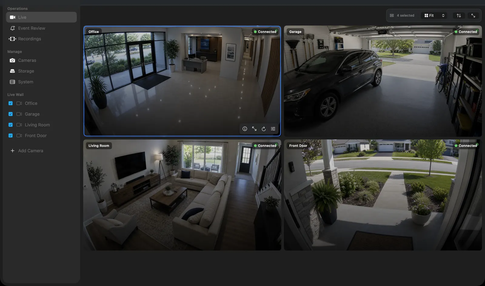Multi-camera NVR live wall recording IP cameras from different brands